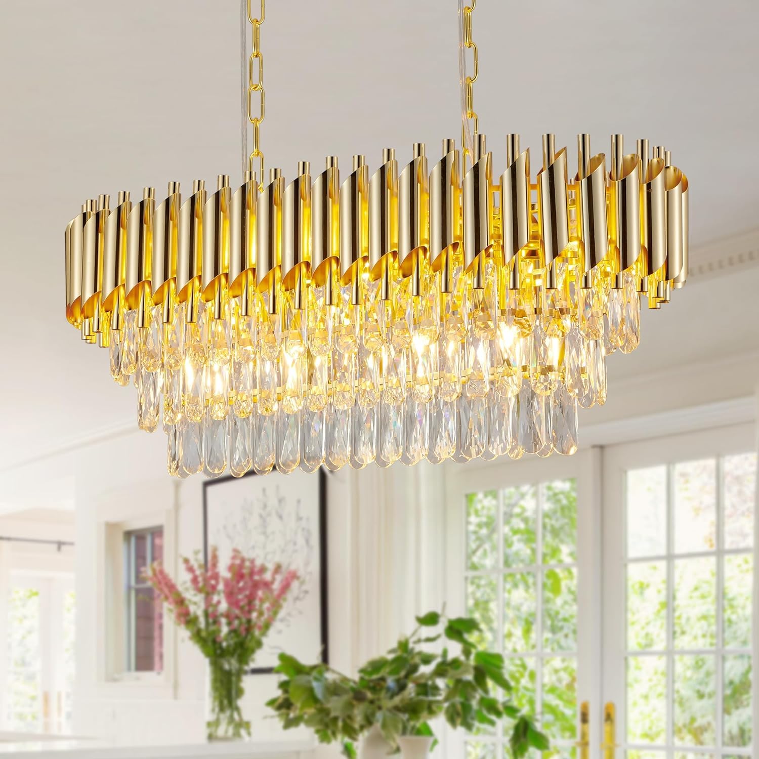 ADWAIT Gold Crystal Chandeliers Light (600X300mm)	